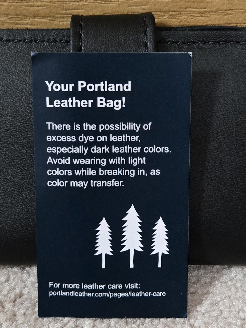 Portland Leather Black Leather Snap Bi-foldWallet w/ Brushed Metal Logo Button - Picture 7 of 7